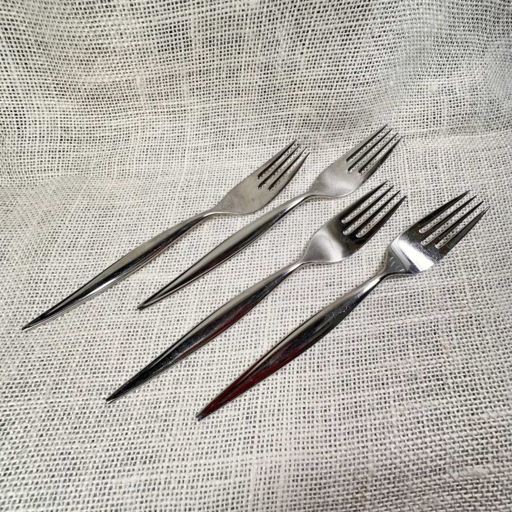 EBBTIDE Jennifer Solid Stainless Forks USA Mid Century Modern Flatware Set of 4
